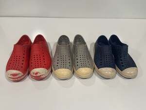 Lot of 3 Pairs Native Jefferson Kids Water Shoes Red Grey Navy Size C12